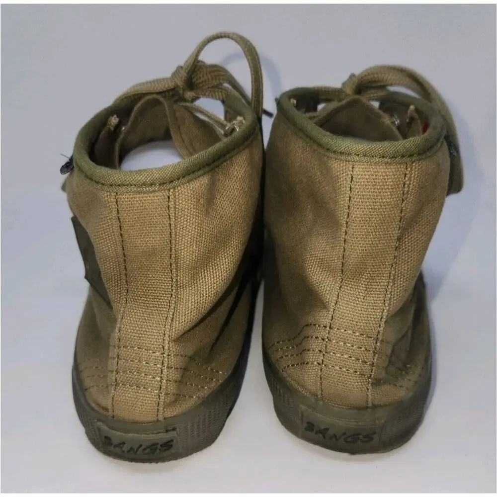 Bangs High-top Canvas Sneakers Khaki Shoes 